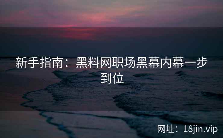 新手指南：黑料网职场黑幕内幕一步到位